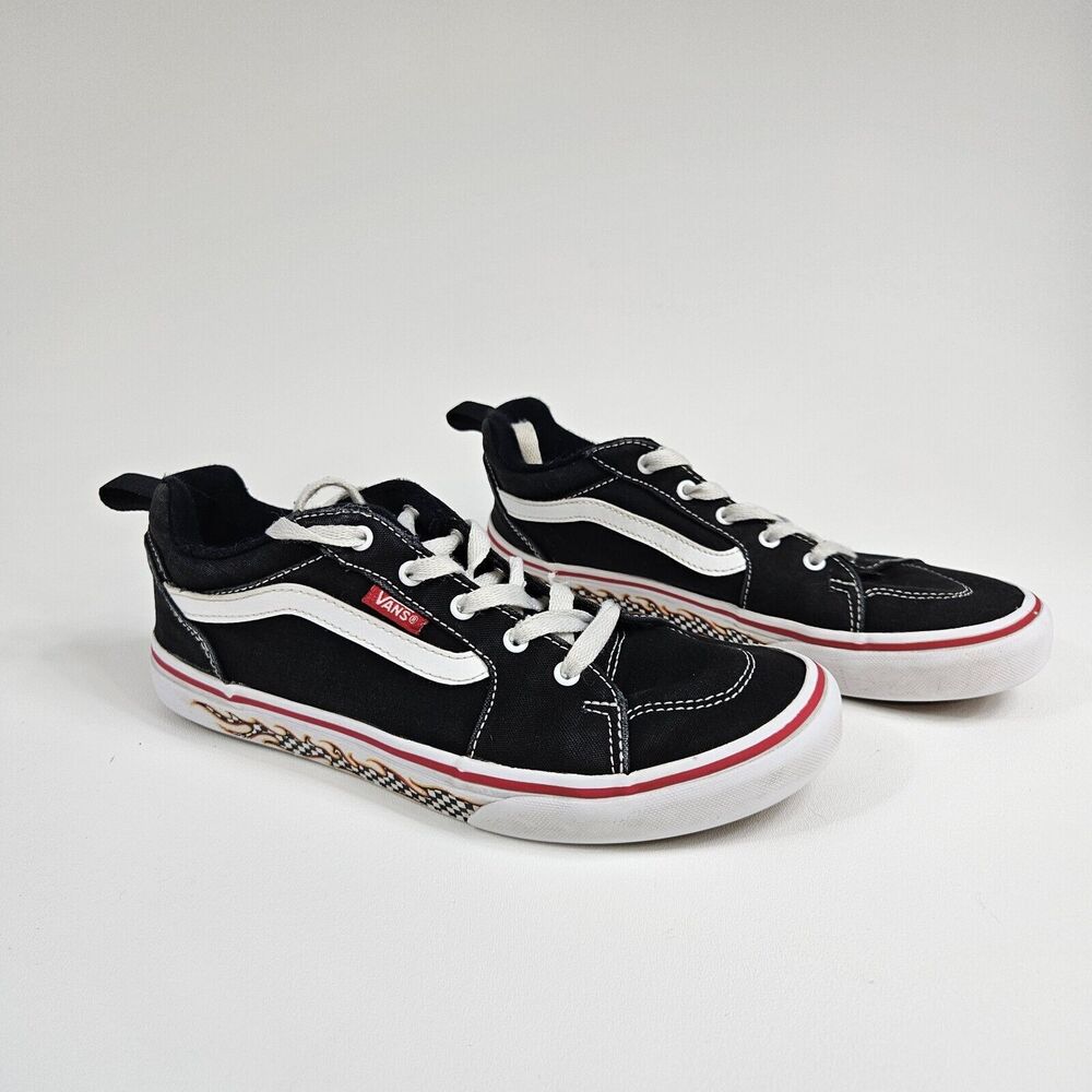Vans Filmore Black and‎ White Flame Check Sidewall Kids Size 5 Skate Shoes